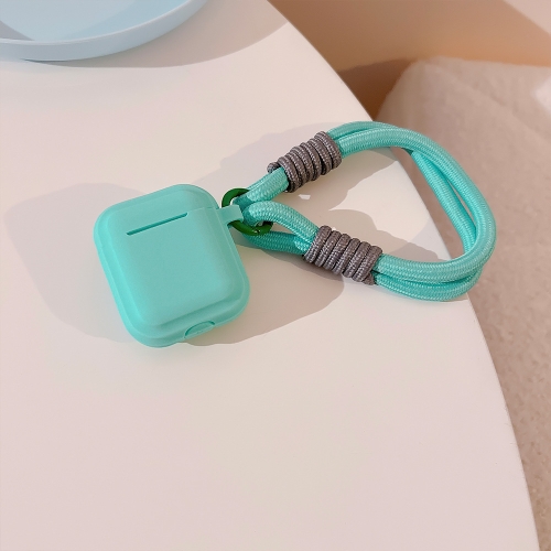 

For AirPods 2 / 1 Dopamine Contrast Color Silicone Earphone Cover With Hand Strap(Green)