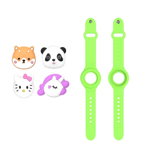 

For AirTag Watch Strap Cartoon Cute Anti-lost Device Silicone Protective Cover, Color: Luminous Green