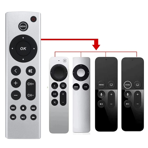 

For Apple TV Remote Control 4K / HD A2169 A1842 A1625 Without Voice(Silver)