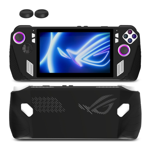 For ASUS ROG Ally Game Console Silicone Protective Cover + Button Cap Set Pocket Gaming Accessories(Black) pandora 4710 in 1 split console retro arcade game console save function multiplayer joysticks 3d cabinet support 4 players