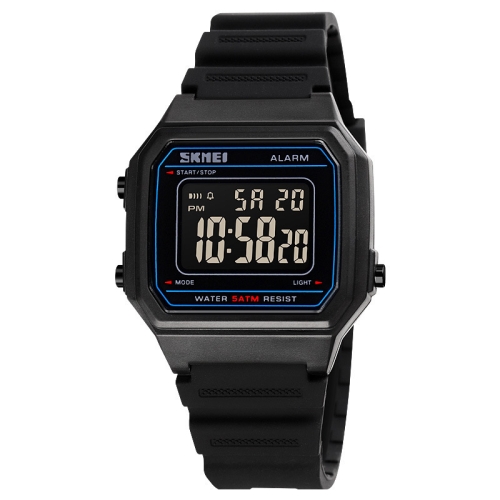 

SKMEI 1698 50m Waterproof Multifunctional Sports Square Pin Buckle Luminous Digital Watch(Black Black)