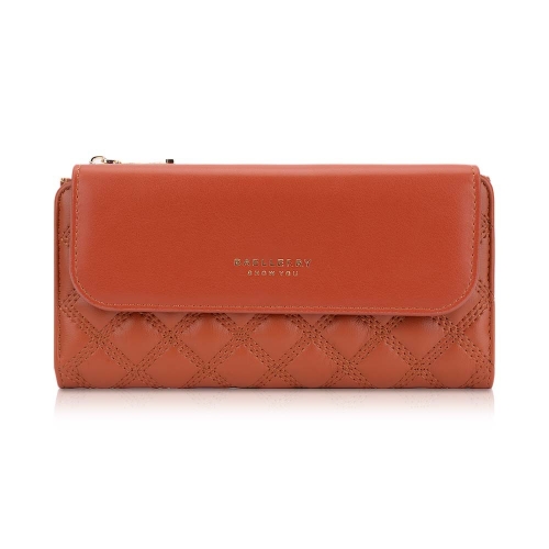 

Baellerry N2403 Ladies Long Wallet with Multiple Card Slots Large Capacity Tri-fold Clutch Bag, Color: Brown
