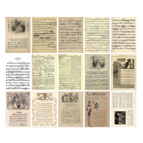 

30 Sheets Scrapbook Paper Vintage Newspaper Decoration Background Sticker, Style: Music Appreciation