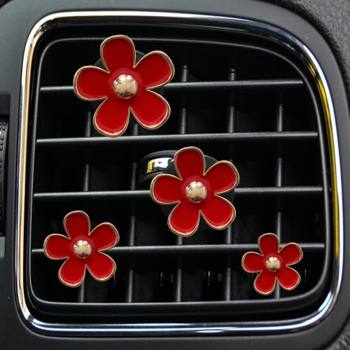4 teile/satz Kleine Chrysantheme Parfüm Legierung Schmuck Auto Luftauslass  Dekoration Clip, Farbe: Rot