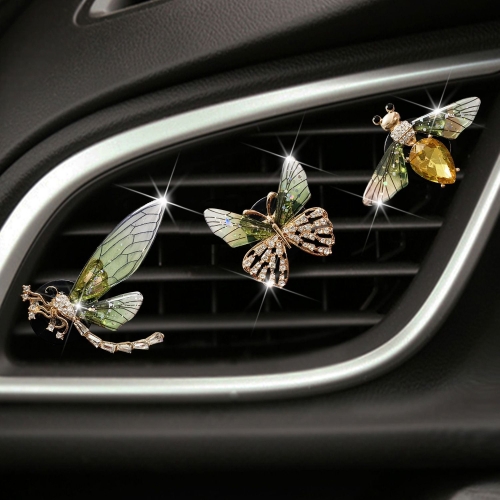 

3pcs/set Metal Butterfly Dragonfly Bee Car Air Vent Aromatherapy Decorative Clip(Green)