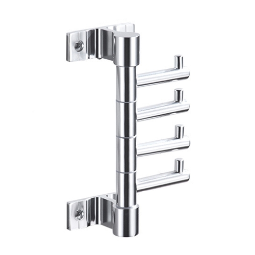 

Bathroom Aluminum Swivel Storage Rack No Punch Hooks Kitchen Wall Mounted Shelf, Style: 4 Pole Silver