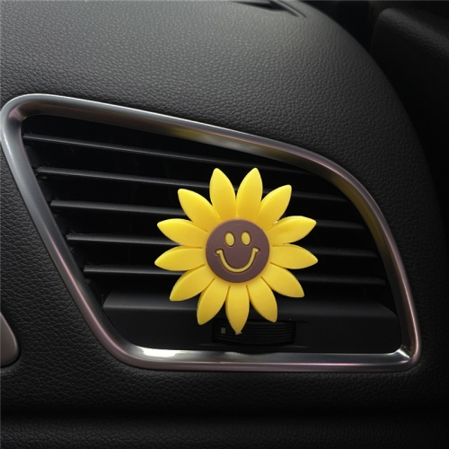 Clip décoratif d'aromathérapie pour grille d'aération de voiture tournesol,  couleur: grand visage souriant
