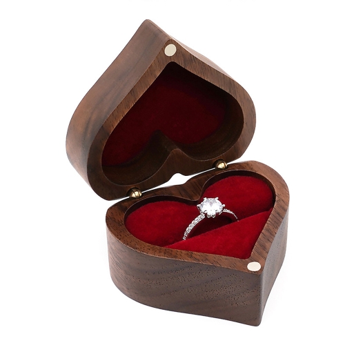 

Wooden Heart Shape Ring Box Jewelry Storage Box Wedding Valentine Gift Box, Spec: RB529-C2