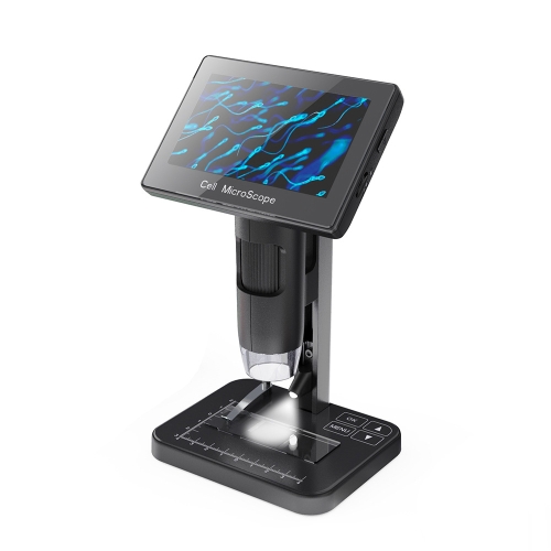Microscopio Digital electrónico HD, pantalla de 5 pulgadas, tecla