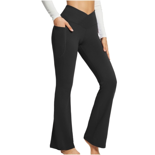 Women Sports Pant Solid Color High Waist Yoga Slimming Casual Loose Wide-leg Pants, Size: S(Black)