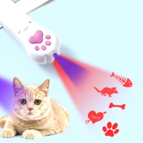 

Pet Projection Toy USB Rechargeable LED Pattern Projector Cat Teaser Interactive Toys, Spec: D Type -UV Light+Red Light