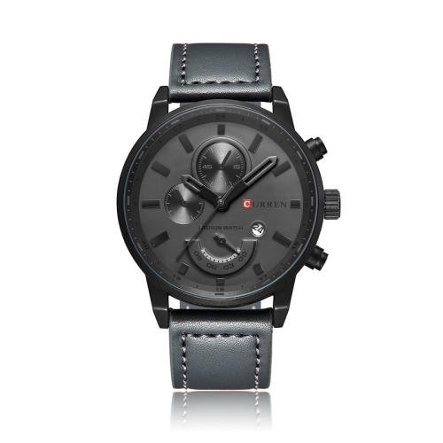 

Curren 8217 Leather Strap Casual Waterproof Quartz Men Watch with Calendar(Black Shell Gray)