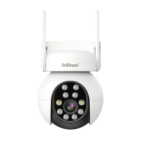 

SriHome SH052B Wifi 5MP Wireless PTZ IP AI Auto Tracking Sound&Light Alarm Starlight Color Night Vision Outdoors Surveillance Camera, Plug: EU
