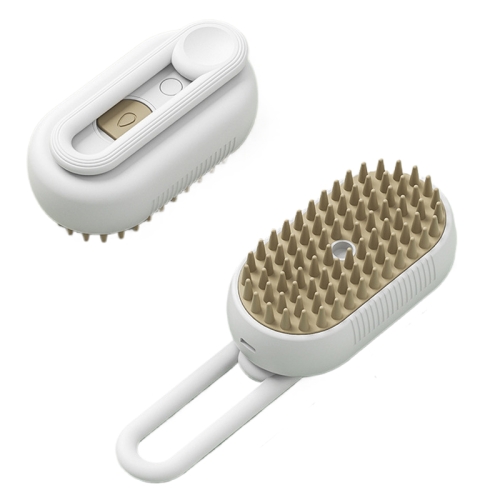 Pet Electric Spray Comb Rechargeable Cat Steamy Grooming Brush Cleaning Tool(White)