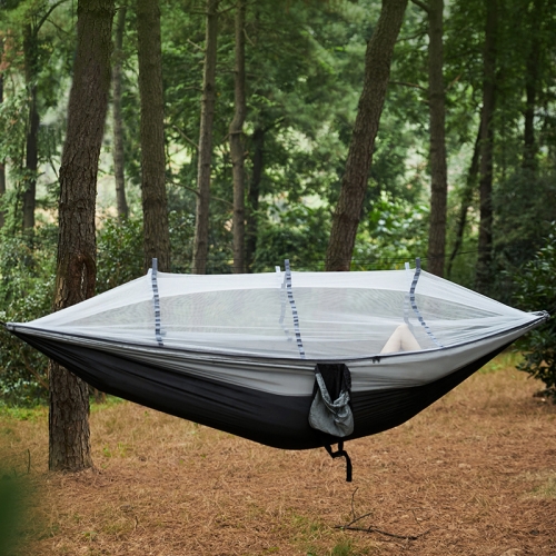 

Outdoor Park Leisure Hammock Wild Camping Thickened Hammock With Mosquito Nets(Black Gray)