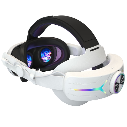 

For Meta Quest 3 USB Rechargeable RGB Lighting Effect Adjustable Foldable Headset(White)
