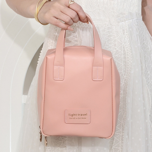 

PU Leather Handheld Makeup Bag Travel Large Capacity Portable Cosmetics Storage Bag, Color: Pink