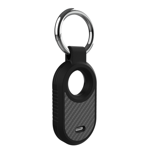 For Samsung Galaxy SmartTag 2 TPU Carbon Fiber Half Wrap Keychain Case(Black)