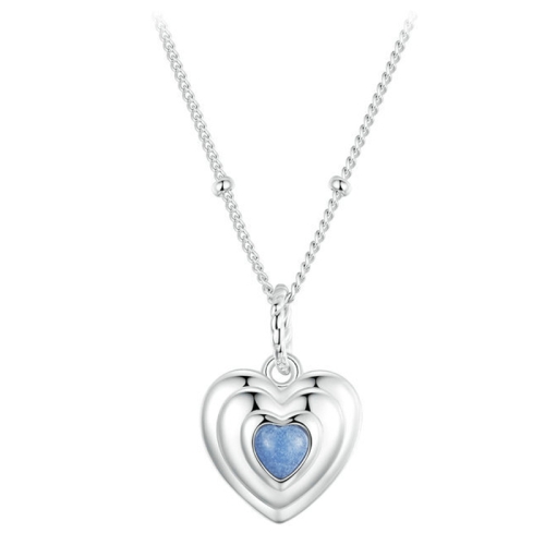 Collar de corazón de amor luminoso chapado en platino de plata esterlina S925 (BSN375)