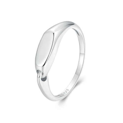 

S925 Sterling Silver Platinum-Plated Interlocking Simple Ring, Size: No.6(BSR529)