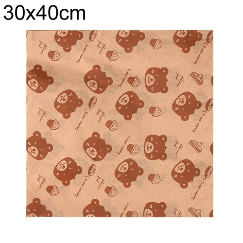 

100sheets /Pack Bear Pattern Greaseproof Paper Baking Wrapping Paper Food Basket Liners Paper 30x40cm