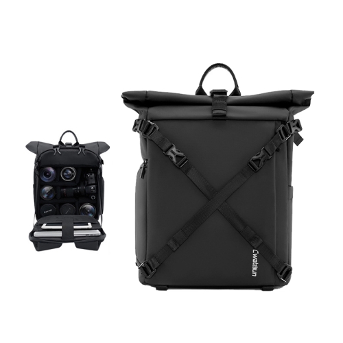 Cwatcun D113 Shoulder Leisure Camera Bag Waterproof High Capacity Outdoor Travel Photography Bag, Color: Large Black
