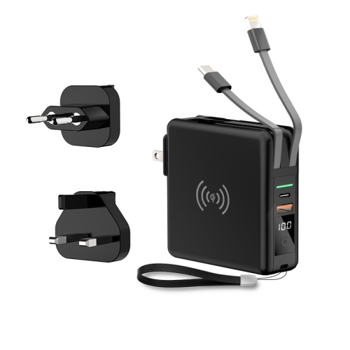 

Fast Charging Version Plug With Cord Portable Power Bank Set(Black US/EU/UK 10000mAh)