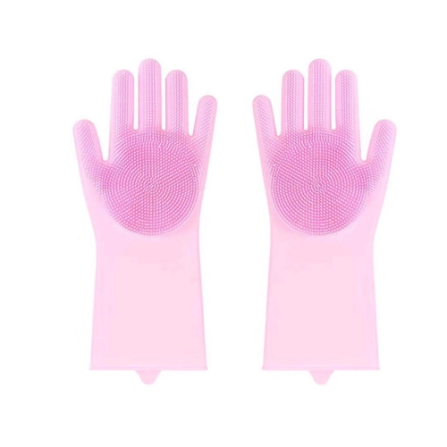 

Kitchen Silicone Dishwash Gloves Male And Female Household Chores Cleaning Mitts, Size: 160g(Pink)