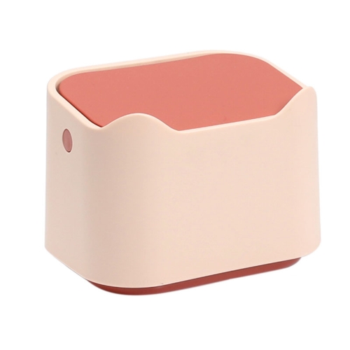 

17.8 x 13 x 13.5cm Push Type Desktop Wastebasket With Lid Small Odor-Isolating Pet Litter Pan(Pink)