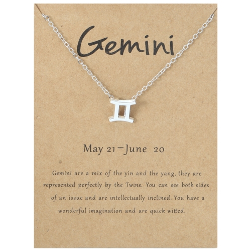 

Zodiac Signs Necklace Electroplate Alloy Short Chain Jewelry, Style: Gemini Silver