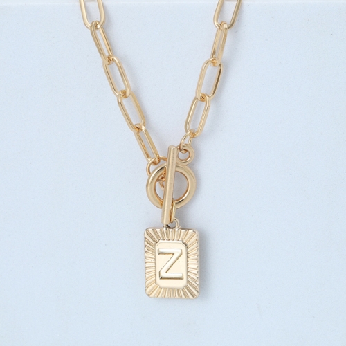

A-Z Alphabet Pendant Necklace 26 Letters OT Clasp Necklace Collar Chain Jewelry Gifts, Style: Z