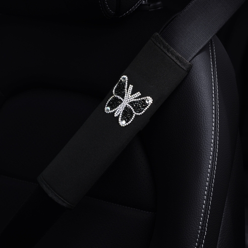 Auto-Sicherheitsgurtbezug, Diamant-Schmetterlings-Schultergurt-Kissenbezug,  6,5 x 23 cm (schwarz)