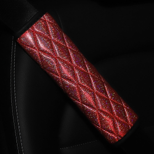 Glitzernde Auto-Sicherheitsgurt-Abdeckung, Schulterpolster, Autozubehör,  6,5 x 23 cm (rot)