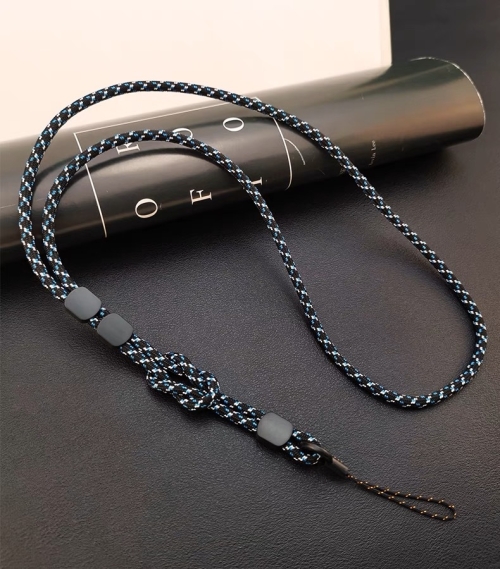 Dual-use Detachable Adjustment Mobile Phone Lanyard Anti-lost Wrist Rope(Black and Blue) mobile