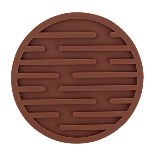 

10cm Simple Round Thickened Silicone Coaster Anti-Slip Heat Insulation Anti-Scald Tea Cup Table Mat, Color: Stripe Brown