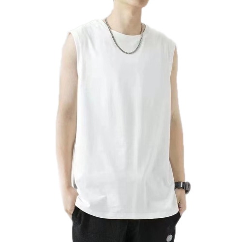 

Men Summer Outdoor Vest Basketball Fitness Sports Sleeveless Crew Neck Shirt, Size: L(White)