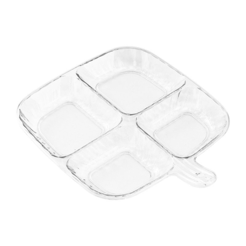 

Multipurpose Quad Compartment Side Dish Kitchen Storage Spice Tray(Transparent)