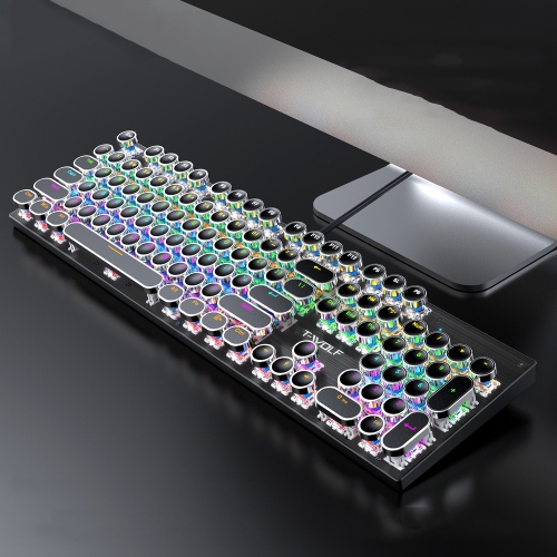 

T-WOLF T75 104 Keys Adjustable RGB Light Computer Game Wired Mechanical Keyboard(Black)