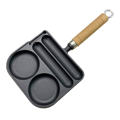 

2 In 1 Multifunctional Frying Pan Breakfast Pan Household Cast Iron Roasting Sausage Skillet(Frying Egg Model)