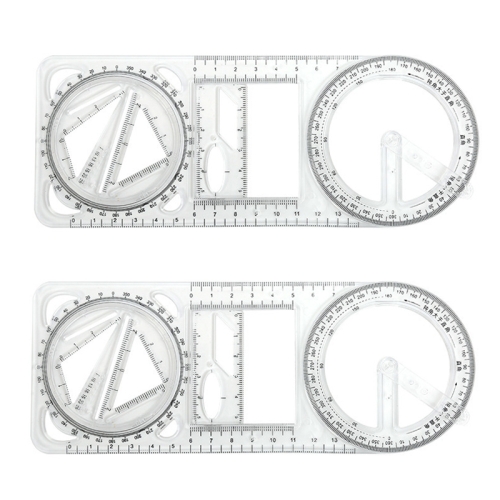 

2pcs Multifunctional Drawing Ruler Function Drawing Protractor Geometric Ruler(For Primary School)