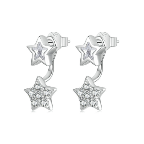 

S925 Sterling Silver Platinum Plated Five-pointed Star Earrings(BSE996)