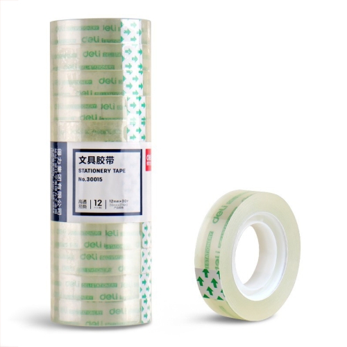 

12 Rolls Width 1.2cm x Length 27.3m Deli Small High Viscosity Office Transparent Tape Student Stationery Tape