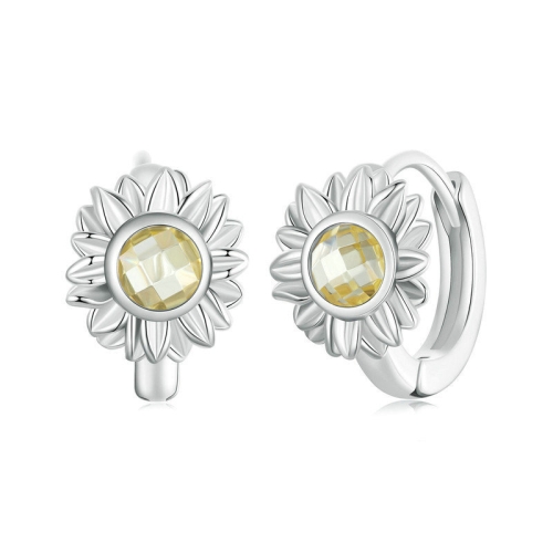 S925 Sterling Silver Women Sunflower Earrings Jewelry(BSE966)