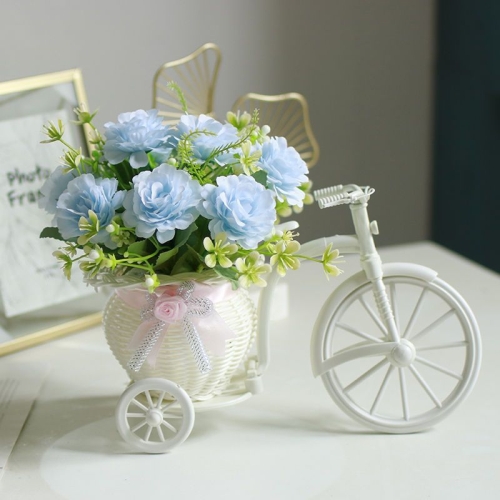 

Simulation Flower Bike Pot Bedroom Living Room Desktop Coffee Table Flower Art Decoration(Blue+Bike)