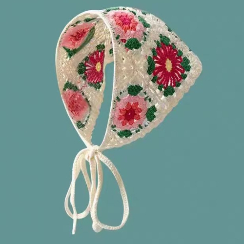 Handmade Crochet Triangle Headband Versatile Vintage Girl Rustic Hairband, Size: One Size(Tulip)