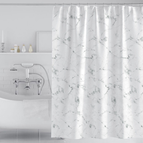 

80x180cm Thickened Waterproof Moldproof Shower Curtain Simple Bathroom Hotel Curtain With Hooks(Marble)