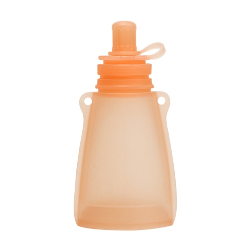 

120ml Reusable Silicone Baby Food Pouches Refillable Squeeze Storage Containers(Orange)