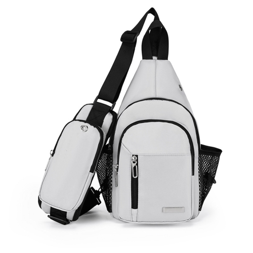 

Men Chest Bag Oxford Cloth Casual Shoulder Bag Crossbody Small Backpack(Light Grey)