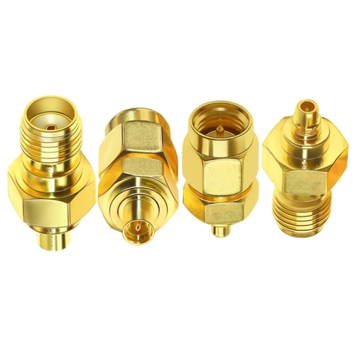 

4pcs /Set SMA To MMCX Coaxial Adapter Kit Brass Coaxial Connector RF Antenna Adapter