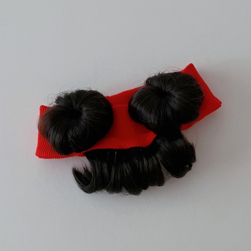 Childrens Cute Bud Dual Bun Hair Wig Baby Versatile Headdress Bangs Hair Bands(Red)